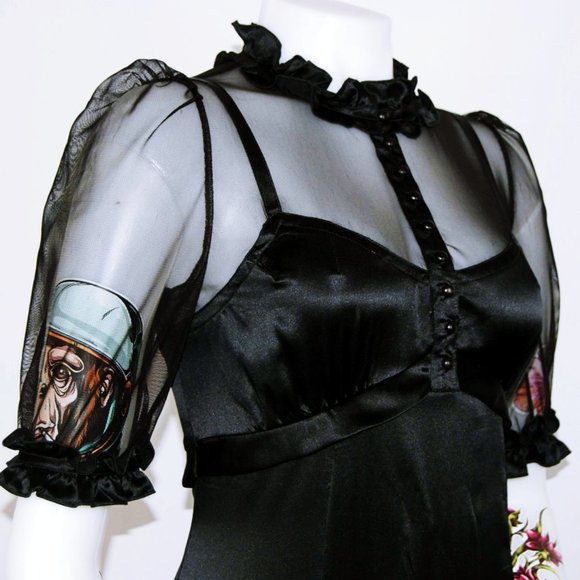 Marc Jacobs Black Silk and Lace Cocktail Dress - Picture 6 of 7